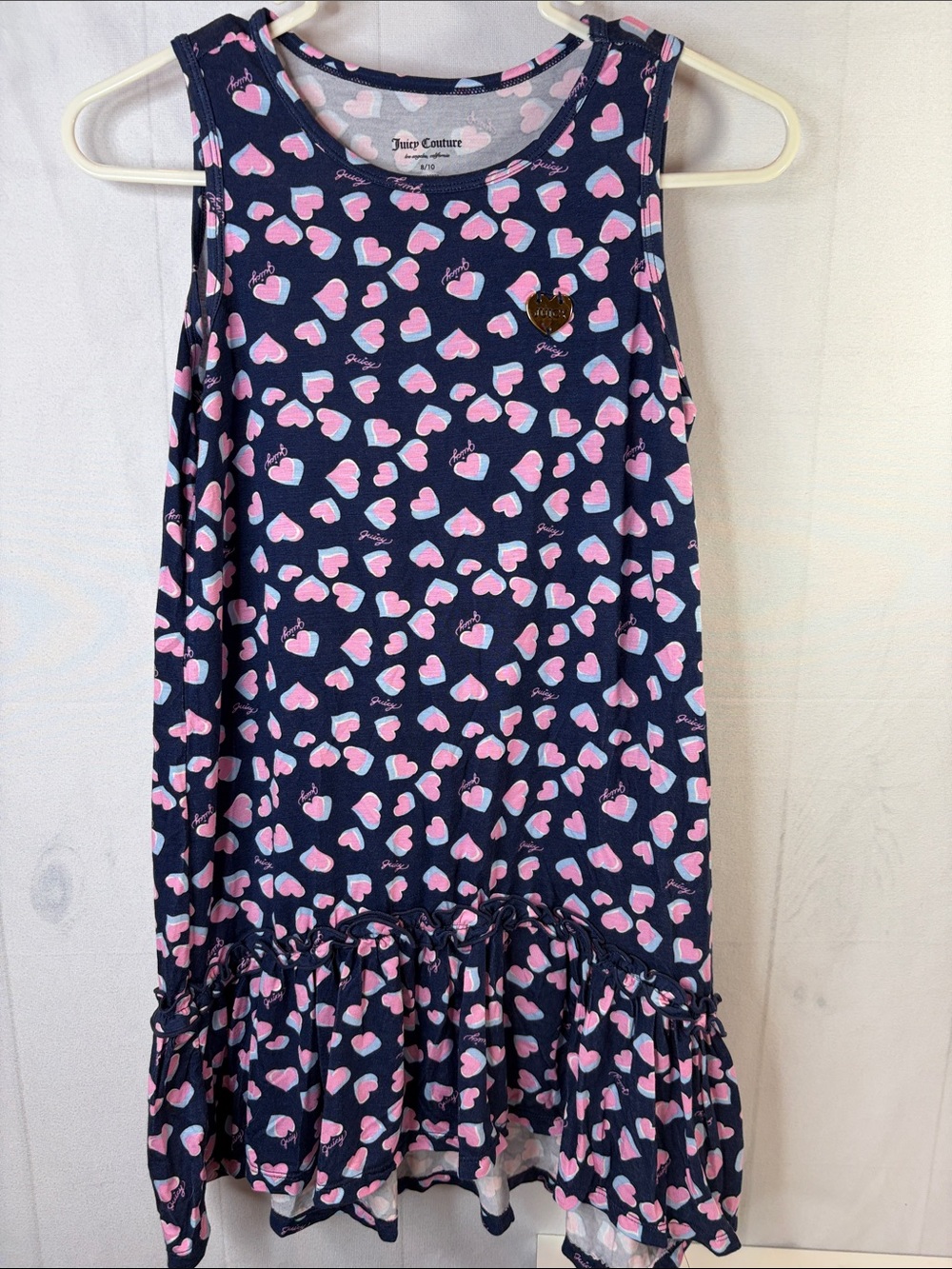 NWT Juicy Couture Girls Heart Print Sleeveless Dress Size 8/10